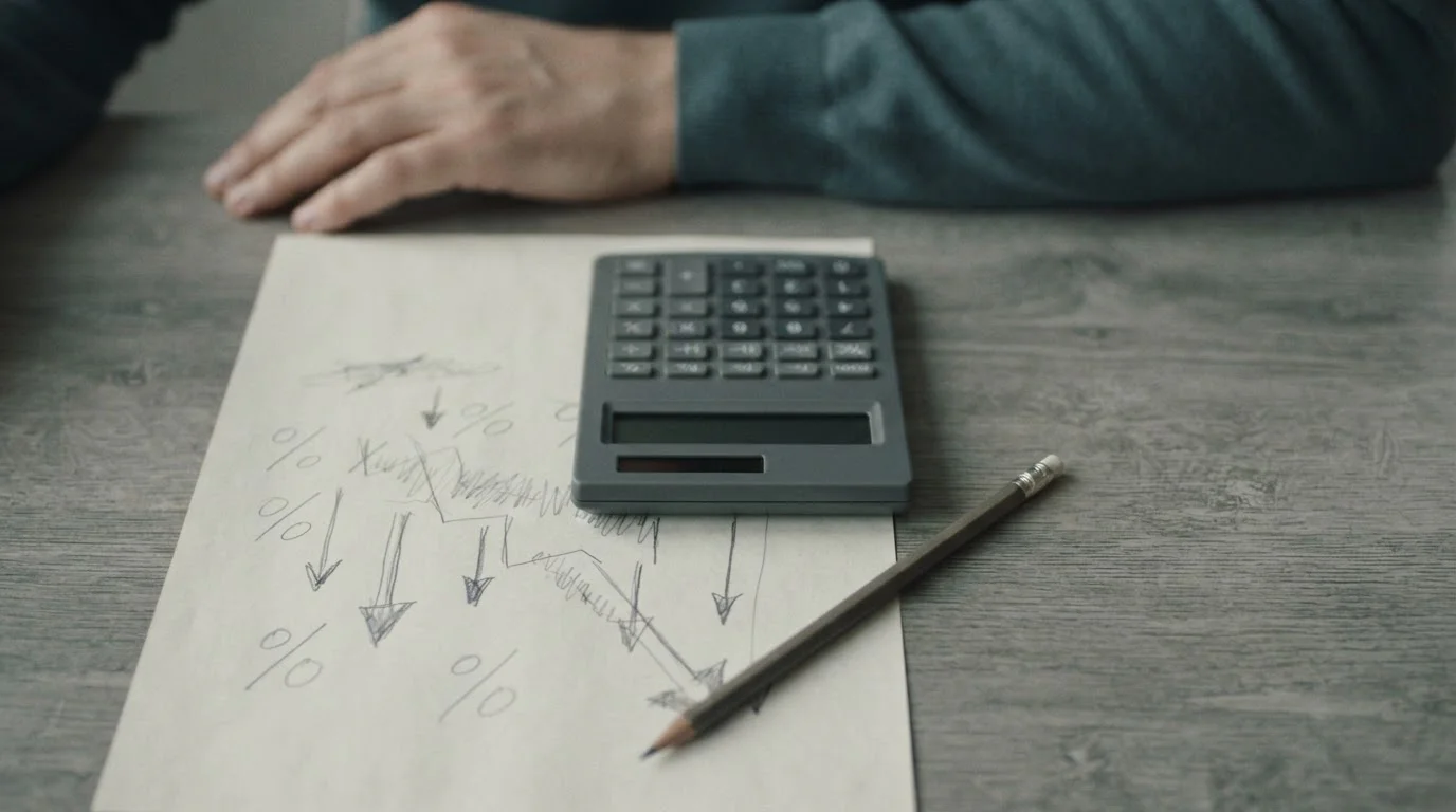 Calculadora y hoja con anotaciones sobre costes reales