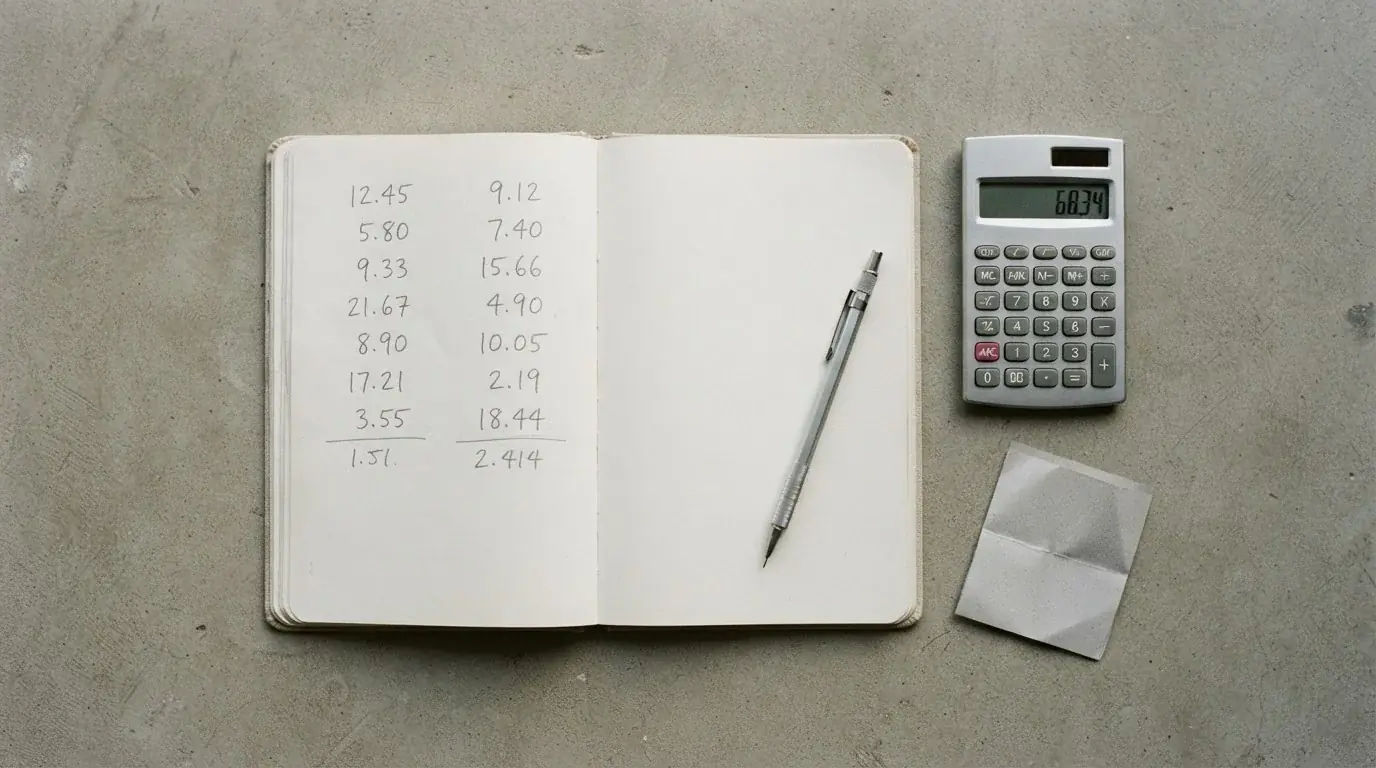 Calculadora y libreta con anotaciones sobre margen de cuotas