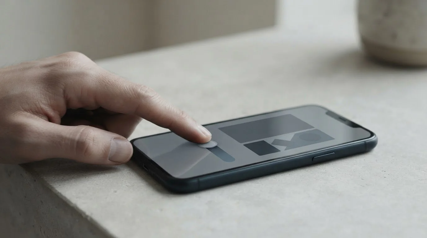 Mano ajustando un control deslizante en la pantalla de un teléfono