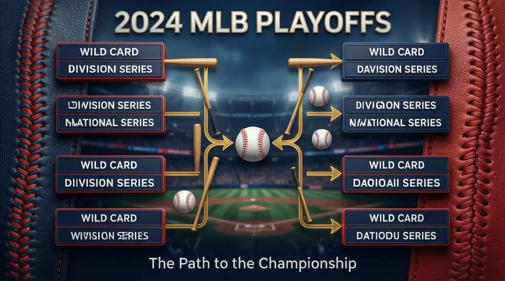 Bracket de playoffs de béisbol mostrando las diferentes rondas y series