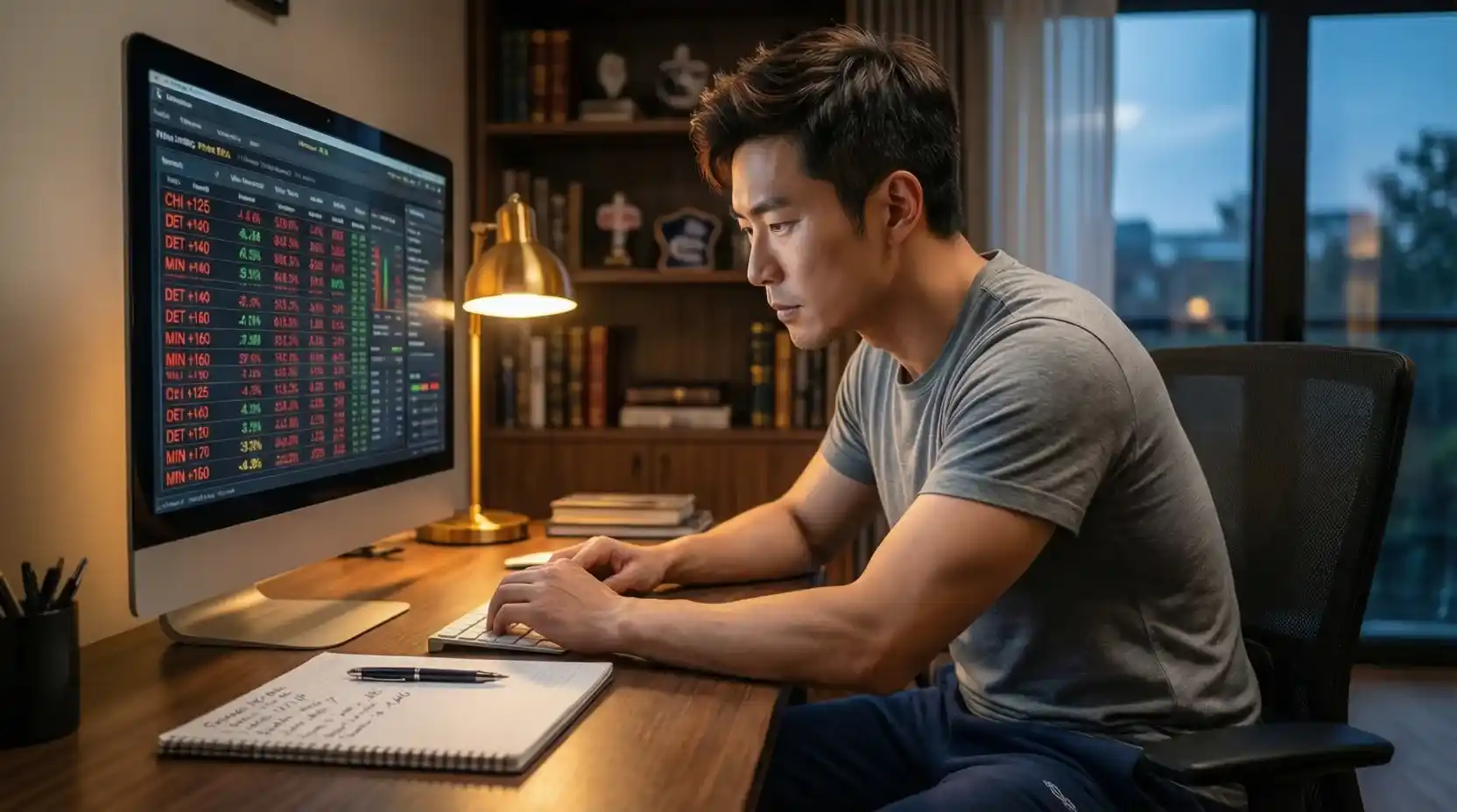 Persona analizando estadísticas de equipos underdog en pantalla de computadora